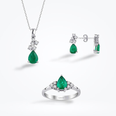 2.89 Karat Pırlanta Zümrüt Set