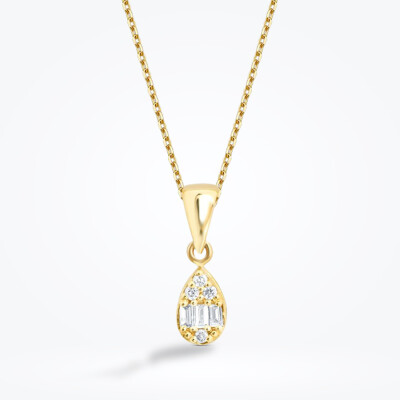 0.28 Karat Pırlanta Baget Damla Set - 3