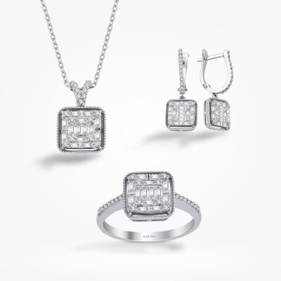 1.43 Karat Pırlanta Baget Set - 1