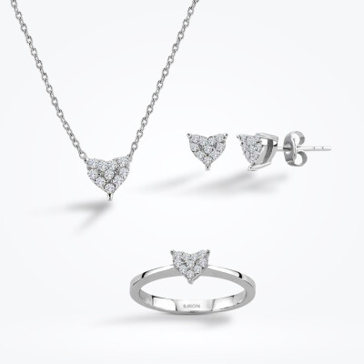 0.30 Karat Pırlanta Kalp Mini Set - 1