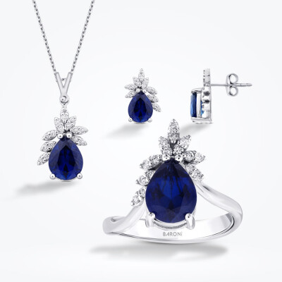 8.69 Karat Pırlanta Safir Set