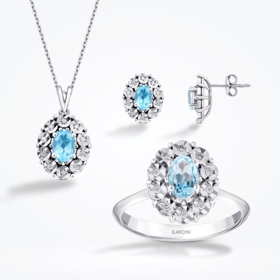 2.40 Karat Pırlanta Blue Topaz Set