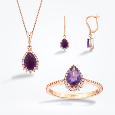 2.45 Karat Pırlanta Ametist Set