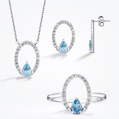 1.65 Karat Pırlanta Blue Topaz Set