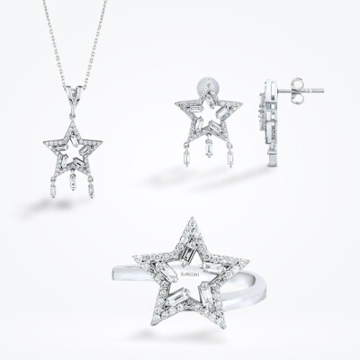 1.38 Karat Pırlanta Yıldız Baget Set - 1