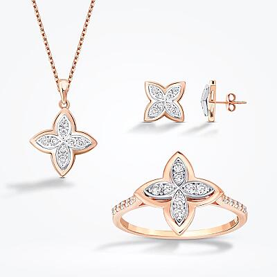 0.64 Karat Pırlanta Çiçek Set