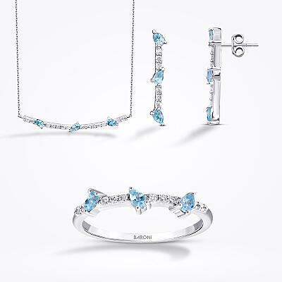 1.11 Karat Pırlanta Blue Topaz Set