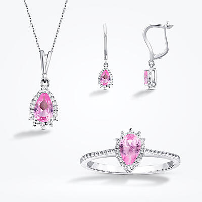 2.07 Karat Pırlanta Pembe Safir Set