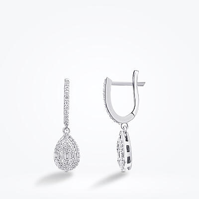 1.03 Karat Pırlanta Bagetli Damla Set - 4