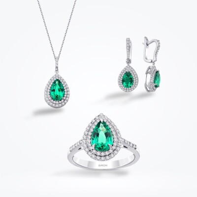 5.25 Karat Pırlanta Renkli Taşlı Set - 1