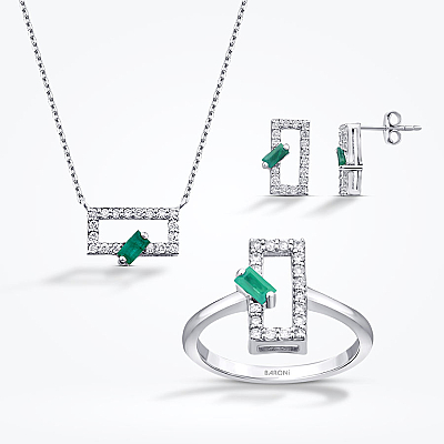 1.18 karat Pırlanta Zümrüt Set - 1