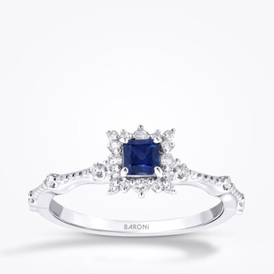 1.65 Karat Pırlanta Safir Kare Set - 3