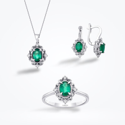 1.62 Karat Pırlanta Zümrüt Set