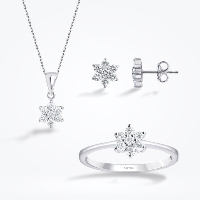 0.97 Karat Pırlanta Çiçek Set