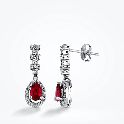 4.09 Karat Pırlanta Damla Yakut Set - 4