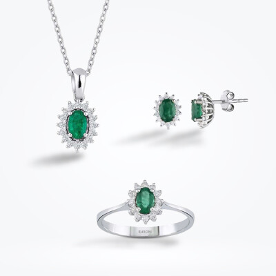 2.35 Karat Pırlanta Zümrüt Set