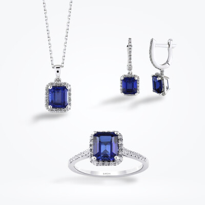 4.98 Karat Pırlanta Safir Set - 1