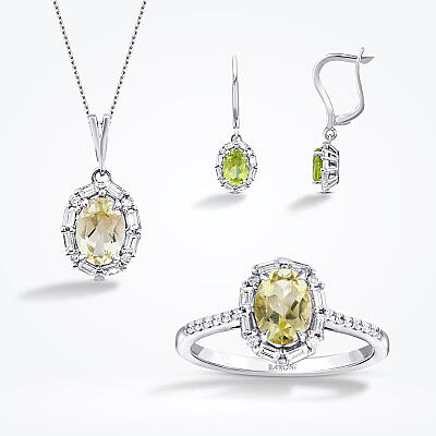 3.81 Karat Pırlanta Renkli Taşlı Set - 1