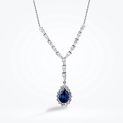 7.31 Karat Pırlanta Damla Safir Set - 2
