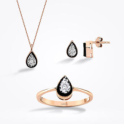 0.08 Karat Pırlanta Damla Mini Set