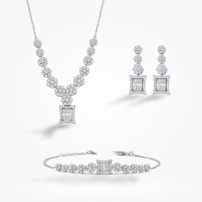 1.58 Karat Pırlanta Baget Çiçek Set