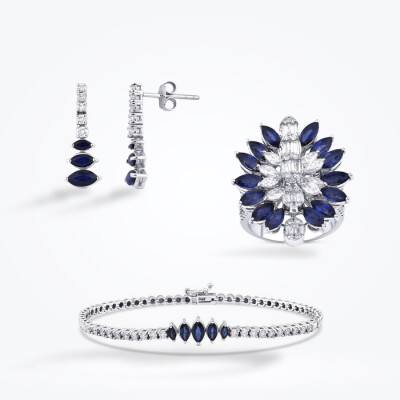 8.26 Karat Pırlantalı Safir Set