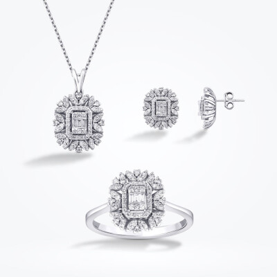 1.25 Karat Pırlanta Baget Set - 1