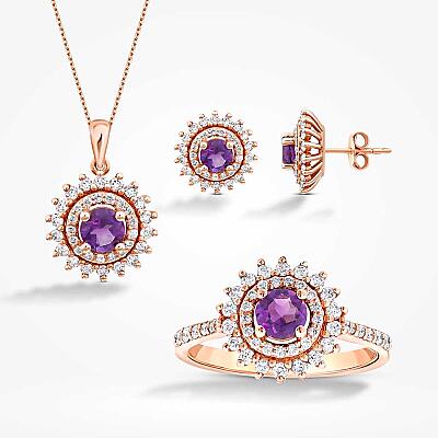 2.43 Karat Pırlanta Ametist Set - 1