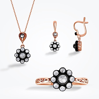 1.21 Karat Elmas Gül Set - 1