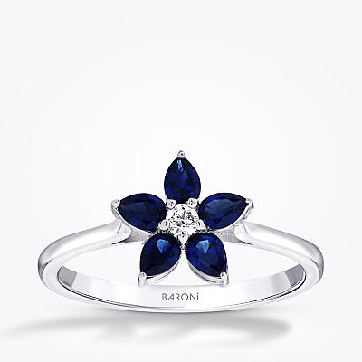 2.42 Karat Pırlanta Damla Safir Çiçek Set - 2