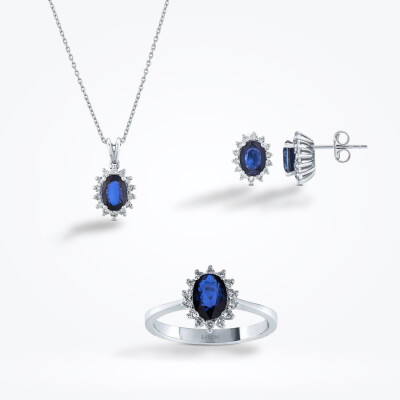 4.53 Karat Pırlanta Safir Set - 1