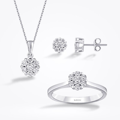 0.88 Karat Pırlanta Çiçek Set 