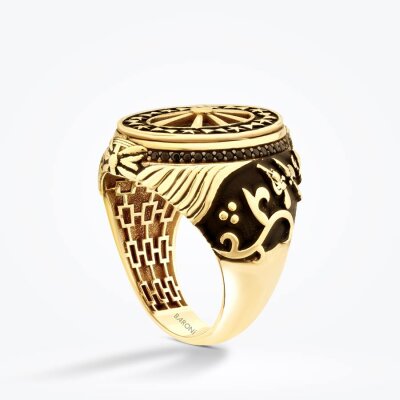 Altın Anadolu Motifli Erkek Yüzük - 2