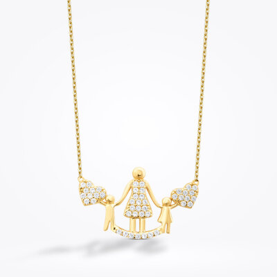 Altın Anne ve Çocuklar Trend Kolye - 1