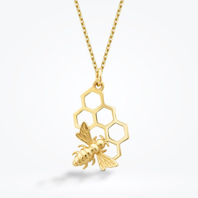 Altın Arı ve Petek Trend Kolye - 2
