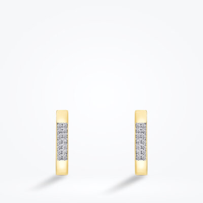 Altın Asimetrik Taşlı Küpe - Baroni Diamond (1)