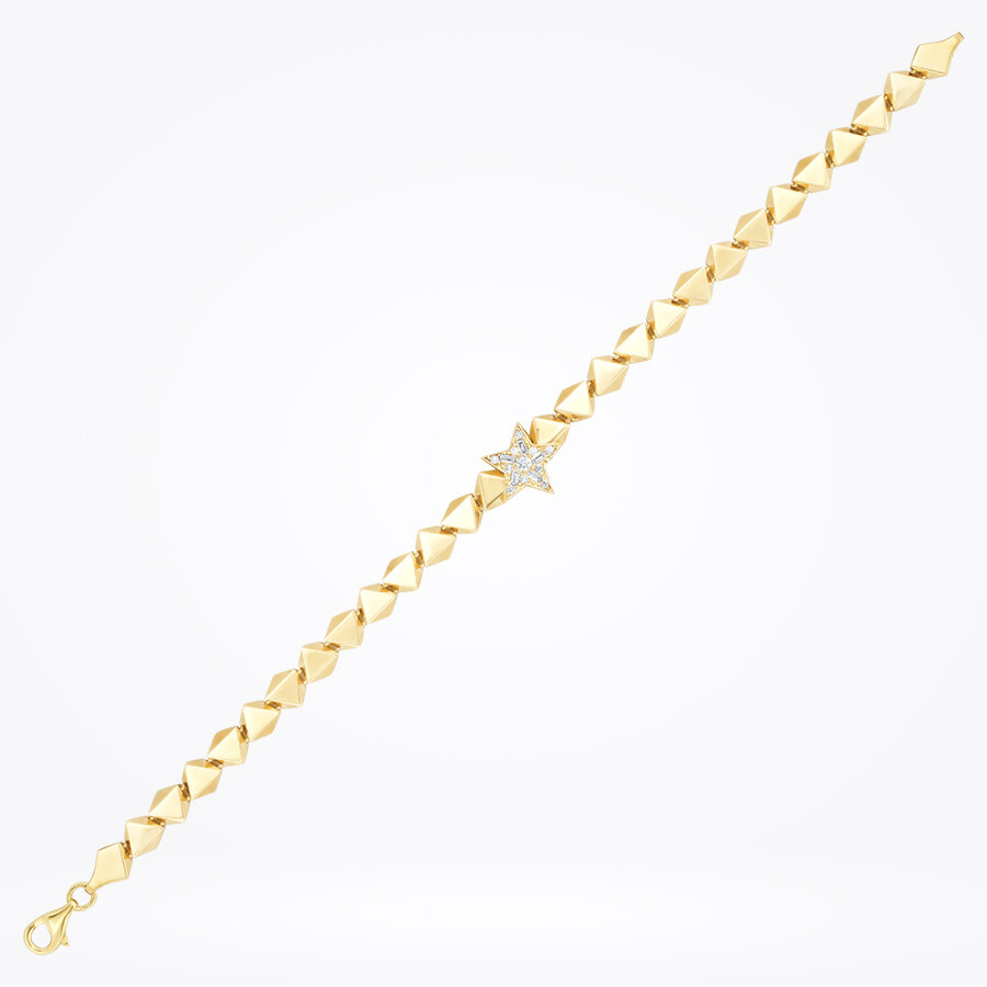 Altın Asimetrik Yıldız Bileklik - Baroni Diamond
