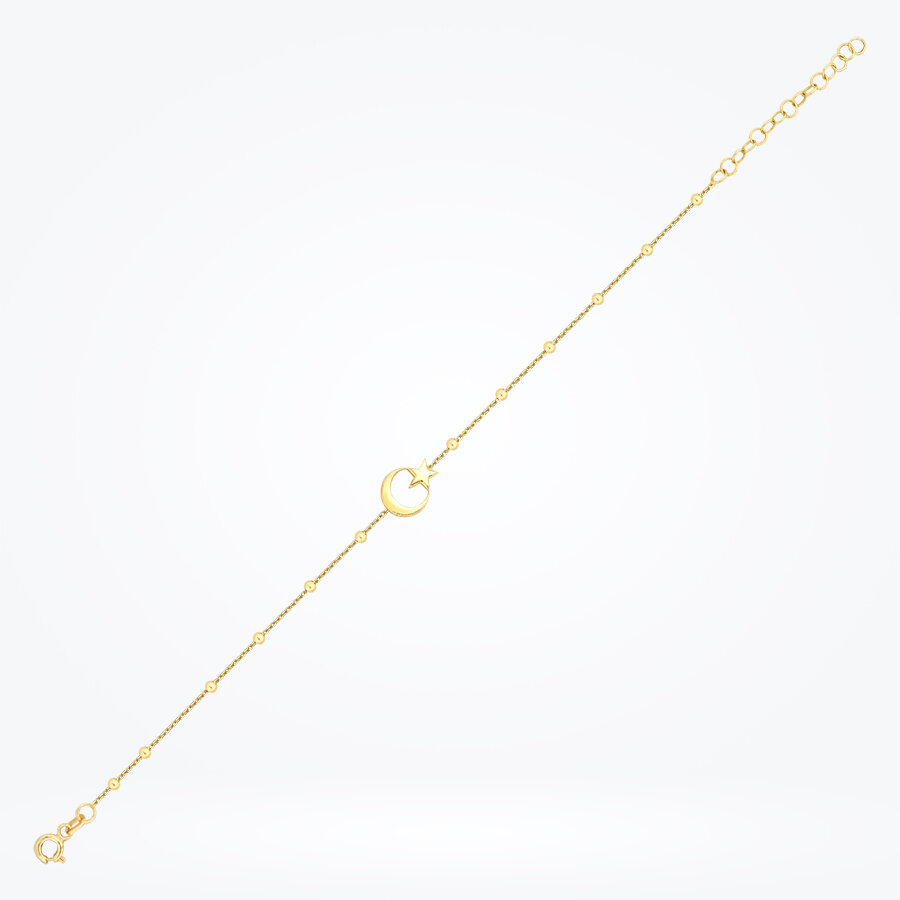 Altın Ay Yıldız Bileklik - Baroni Diamond