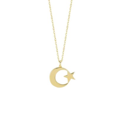Altın Ay Yıldız Kolye - 1