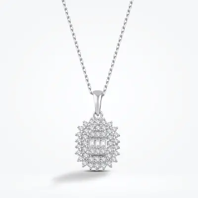 Altın Baget Kolye - Baroni Diamond