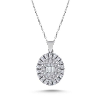 Altın Baget Kolye - Baroni Diamond
