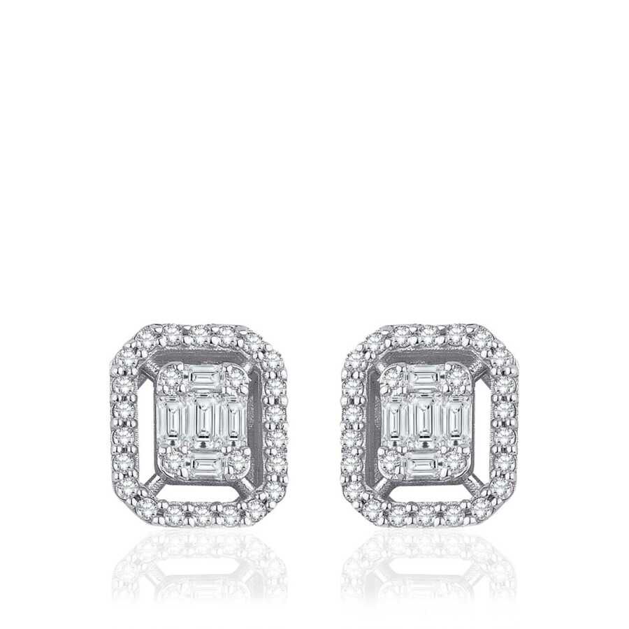 Altın Baget Küpe - Baroni Diamond