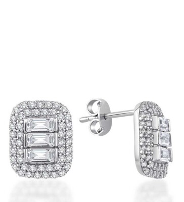 Altın Baget Küpe - Baroni Diamond