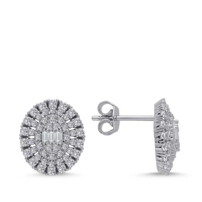 Altın Baget Küpe - Baroni Diamond