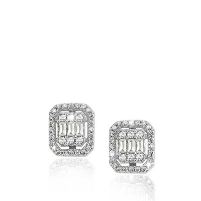 Altın Baget Küpe - Baroni Diamond