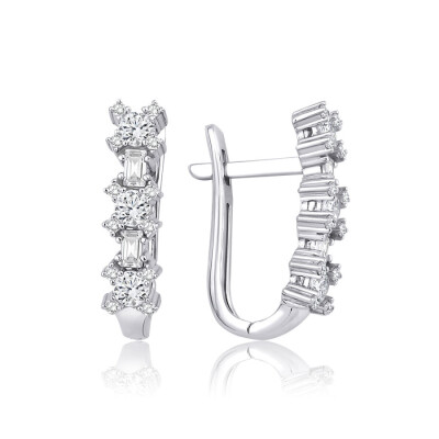Altın Baget Küpe - Baroni Diamond