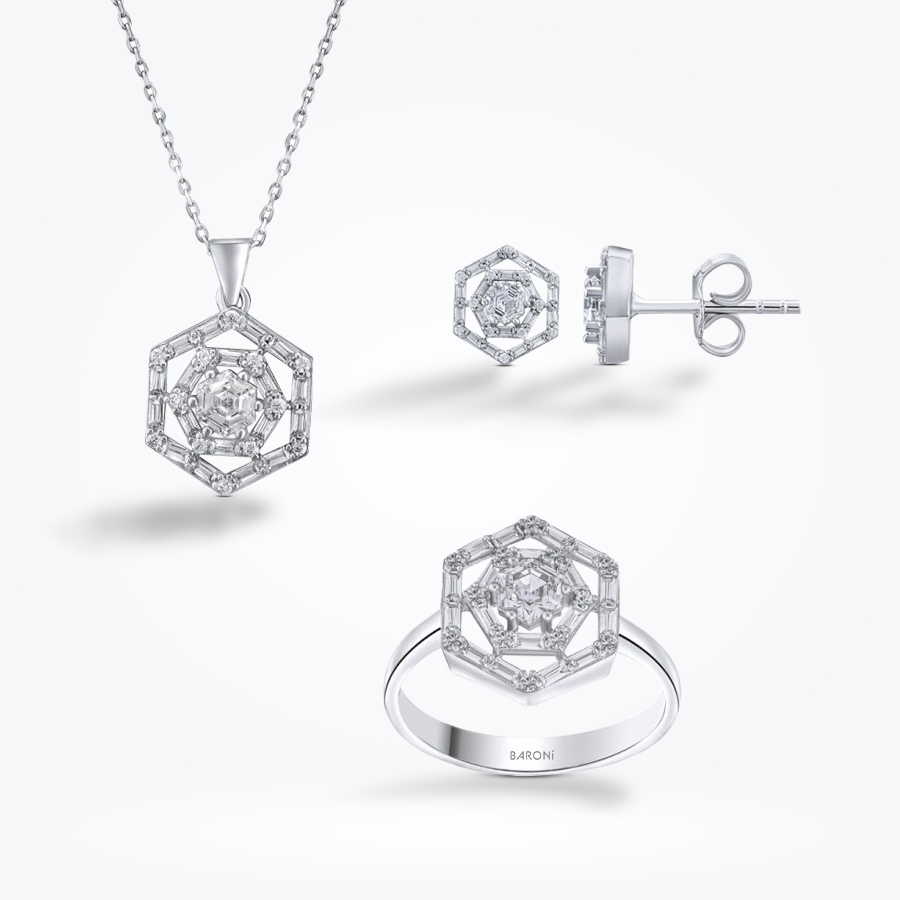 Altın Baget Set - Baroni Diamond
