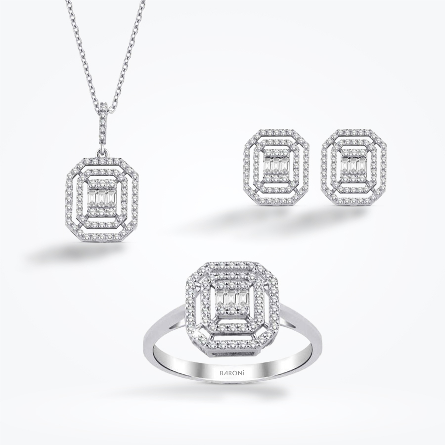 Altın Baget Set - Baroni Diamond