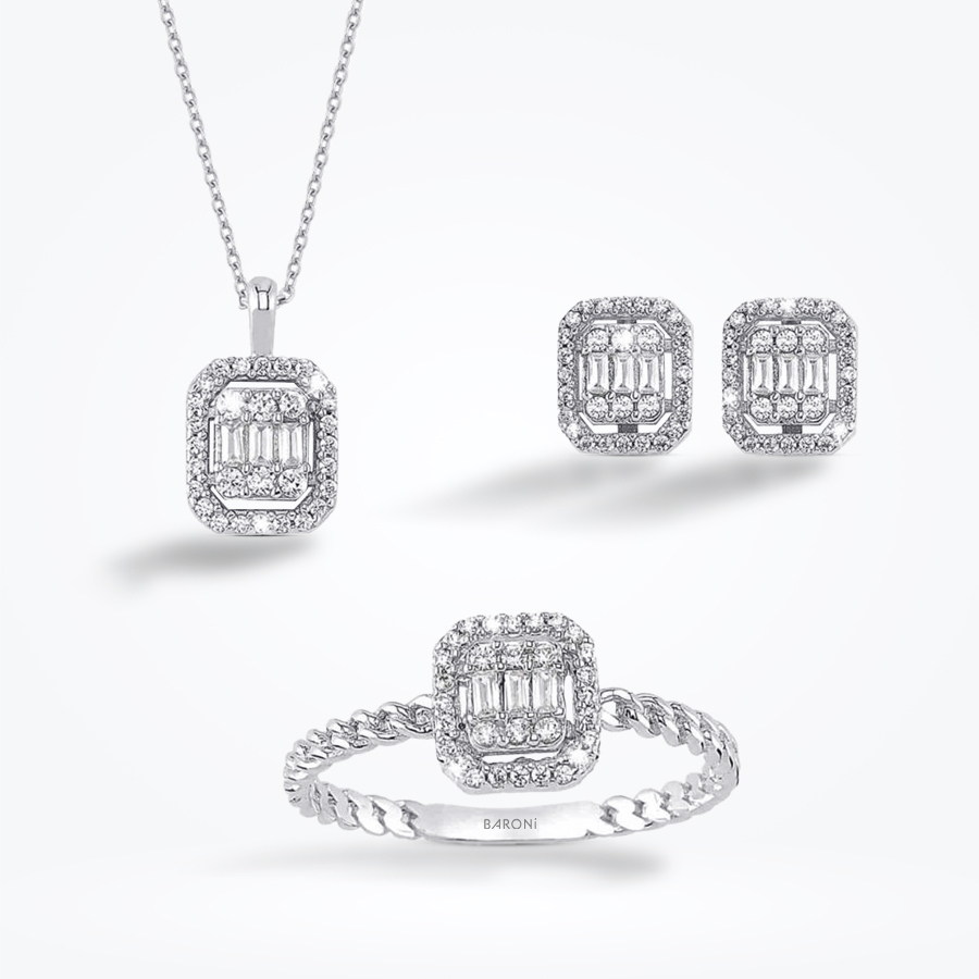 Altın Baget Set - Baroni Diamond