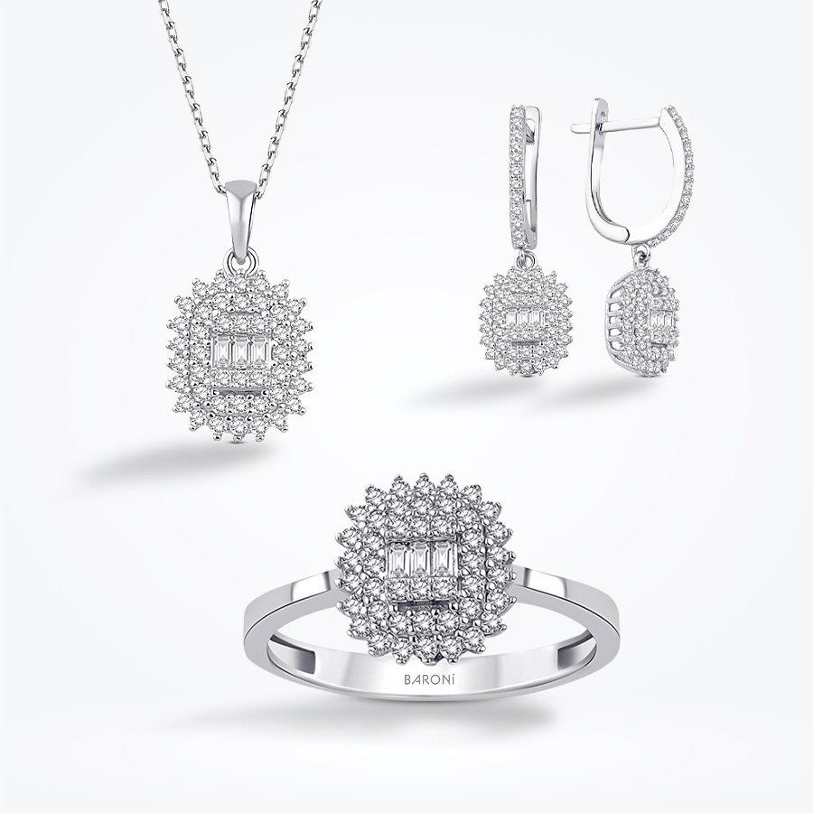 Altın Baget Set - Baroni Diamond
